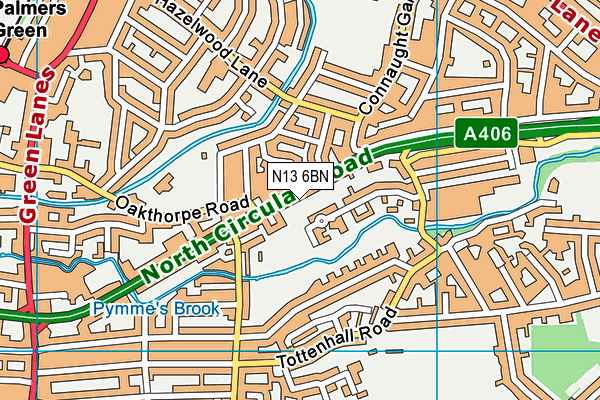 N13 6BN map - OS VectorMap District (Ordnance Survey) N13 6BN map - OS VectorMap District (Ordnance Survey)