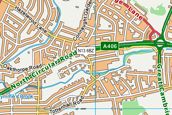 N13 6BZ map - OS VectorMap District (Ordnance Survey) N13 6BZ map - OS VectorMap District (Ordnance Survey)