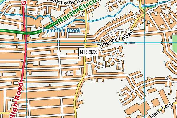N13 6DX map - OS VectorMap District (Ordnance Survey) N13 6DX map - OS VectorMap District (Ordnance Survey)