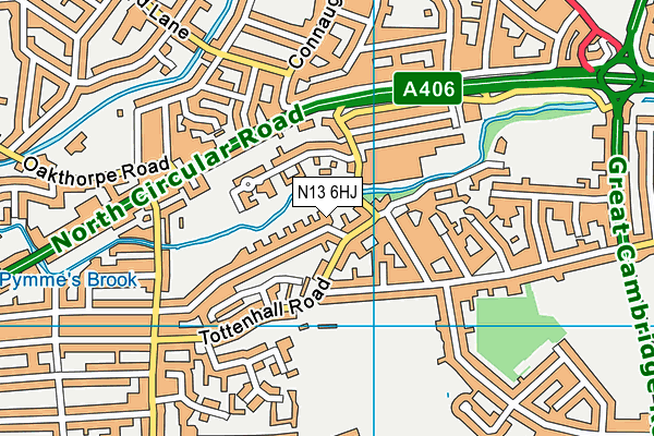 N13 6HJ map - OS VectorMap District (Ordnance Survey)