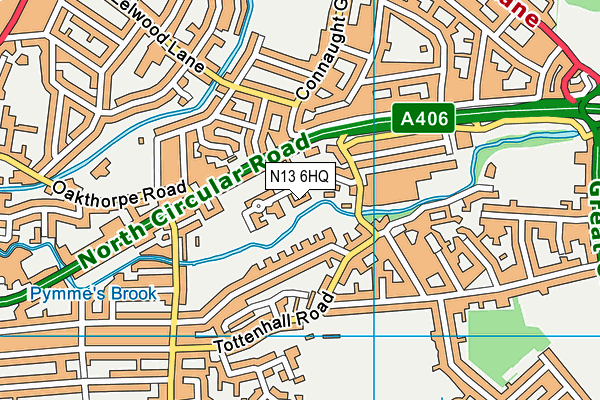 N13 6HQ map - OS VectorMap District (Ordnance Survey)