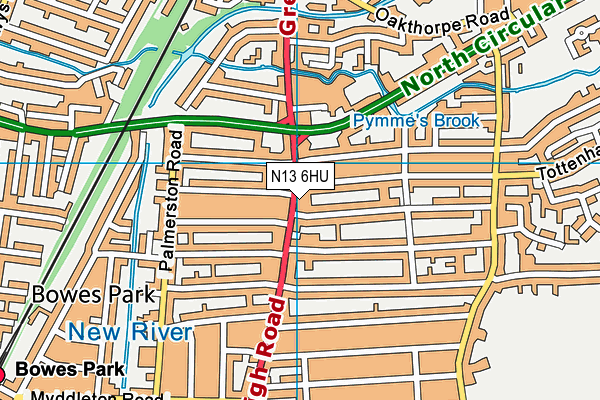 N13 6HU map - OS VectorMap District (Ordnance Survey)