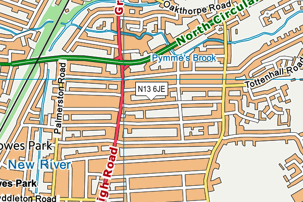 N13 6JE map - OS VectorMap District (Ordnance Survey) N13 6JE map - OS VectorMap District (Ordnance Survey)
