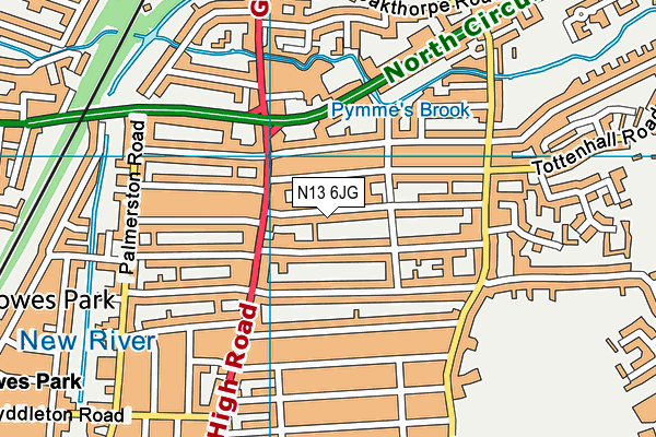 N13 6JG map - OS VectorMap District (Ordnance Survey) N13 6JG map - OS VectorMap District (Ordnance Survey)