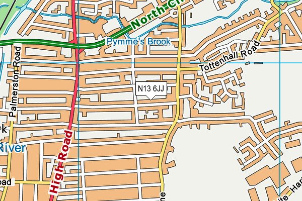 N13 6JJ map - OS VectorMap District (Ordnance Survey) N13 6JJ map - OS VectorMap District (Ordnance Survey)