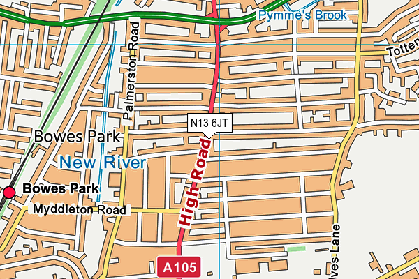 N13 6JT map - OS VectorMap District (Ordnance Survey) N13 6JT map - OS VectorMap District (Ordnance Survey)