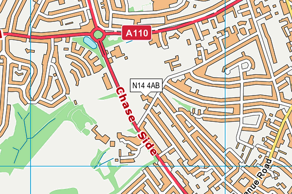 N14 4AB map - OS VectorMap District (Ordnance Survey) N14 4AB map - OS VectorMap District (Ordnance Survey)