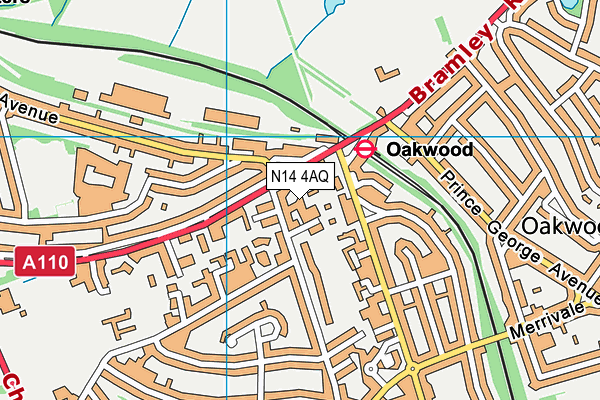N14 4AQ map - OS VectorMap District (Ordnance Survey)