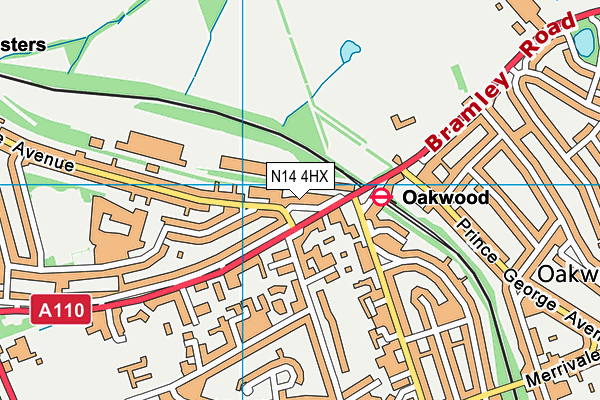 N14 4HX map - OS VectorMap District (Ordnance Survey)