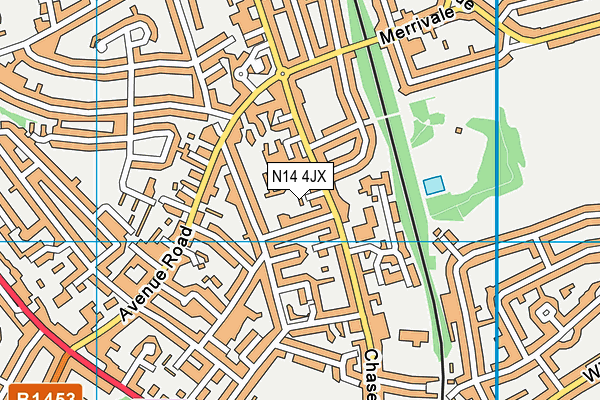N14 4JX map - OS VectorMap District (Ordnance Survey) N14 4JX map - OS VectorMap District (Ordnance Survey)