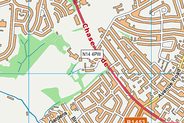 N14 4PW map - OS VectorMap District (Ordnance Survey) N14 4PW map - OS VectorMap District (Ordnance Survey)