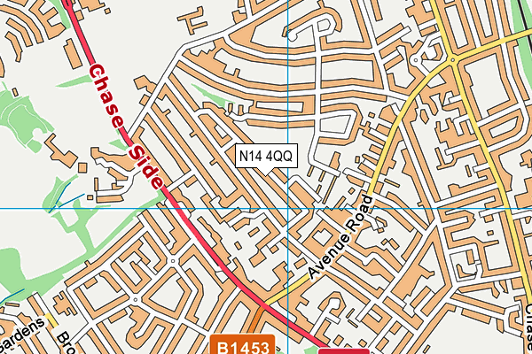 N14 4QQ map - OS VectorMap District (Ordnance Survey)