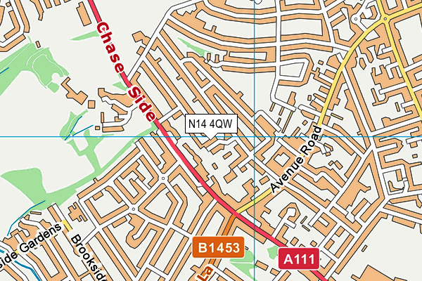 N14 4QW map - OS VectorMap District (Ordnance Survey) N14 4QW map - OS VectorMap District (Ordnance Survey)