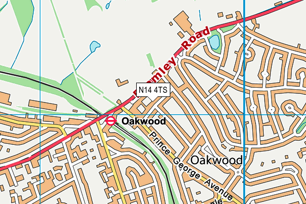 N14 4TS map - OS VectorMap District (Ordnance Survey)