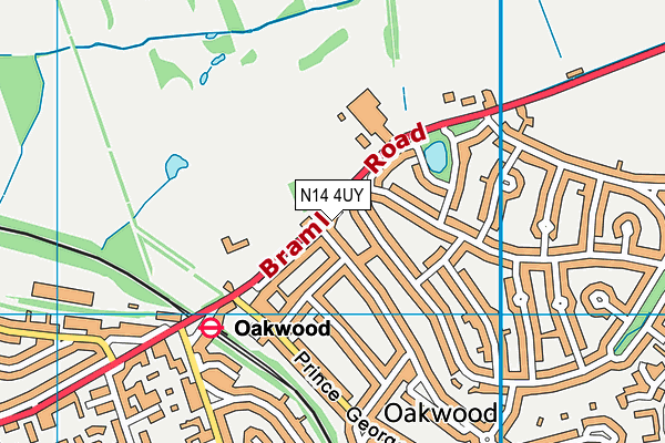 N14 4UY map - OS VectorMap District (Ordnance Survey)