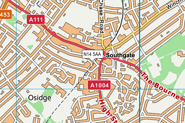 N14 5AA map - OS VectorMap District (Ordnance Survey) N14 5AA map - OS VectorMap District (Ordnance Survey)