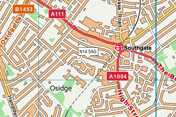 N14 5AG map - OS VectorMap District (Ordnance Survey) N14 5AG map - OS VectorMap District (Ordnance Survey)