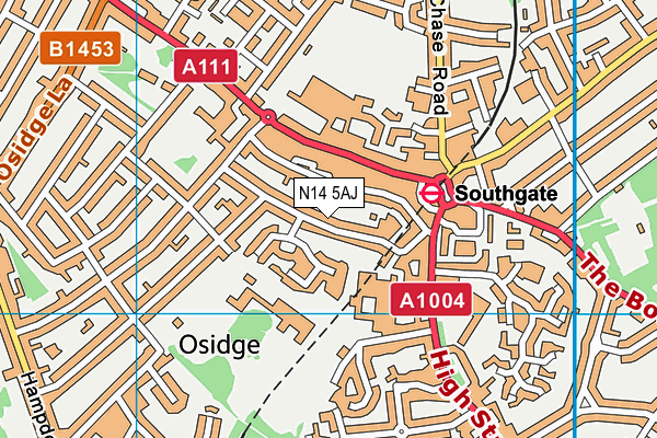 N14 5AJ map - OS VectorMap District (Ordnance Survey) N14 5AJ map - OS VectorMap District (Ordnance Survey)