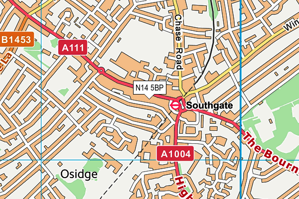 N14 5BP map - OS VectorMap District (Ordnance Survey)