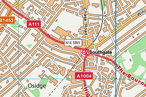 N14 5BW map - OS VectorMap District (Ordnance Survey) N14 5BW map - OS VectorMap District (Ordnance Survey)
