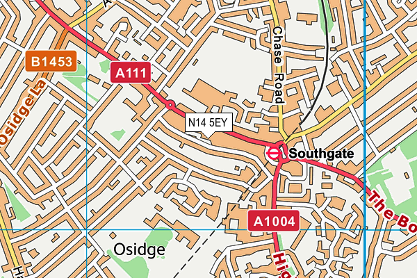 N14 5EY map - OS VectorMap District (Ordnance Survey)