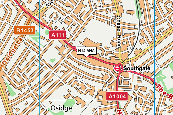 N14 5HA map - OS VectorMap District (Ordnance Survey)
