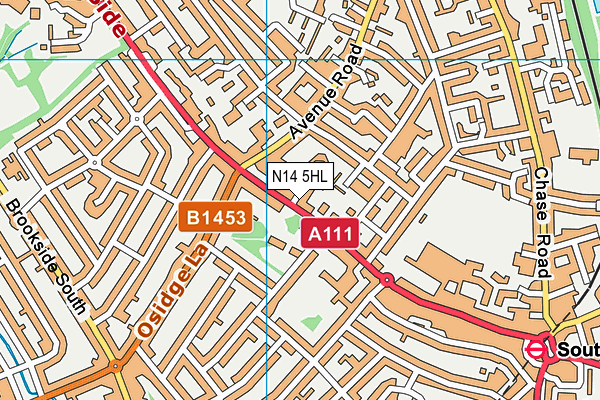 N14 5HL map - OS VectorMap District (Ordnance Survey) N14 5HL map - OS VectorMap District (Ordnance Survey)