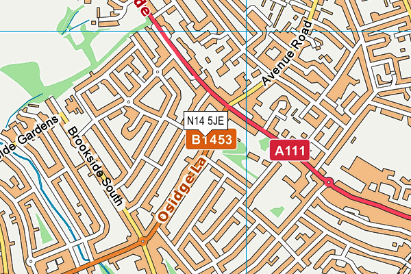 N14 5JE map - OS VectorMap District (Ordnance Survey) N14 5JE map - OS VectorMap District (Ordnance Survey)