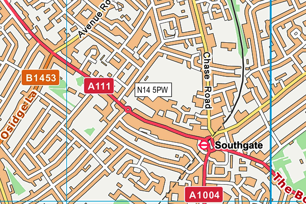 N14 5PW map - OS VectorMap District (Ordnance Survey) N14 5PW map - OS VectorMap District (Ordnance Survey)
