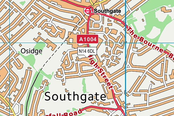 N14 6DL map - OS VectorMap District (Ordnance Survey)