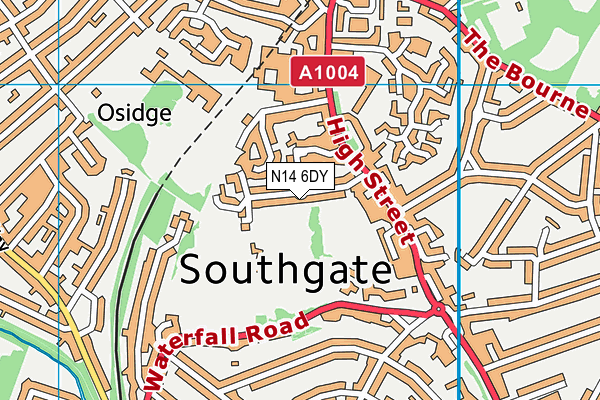 N14 6DY map - OS VectorMap District (Ordnance Survey)