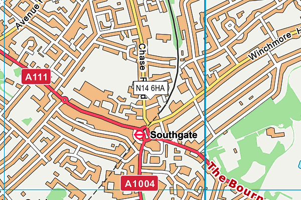 N14 6HA map - OS VectorMap District (Ordnance Survey)