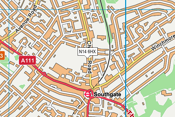 N14 6HX map - OS VectorMap District (Ordnance Survey)