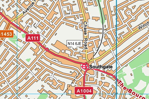 N14 6JE map - OS VectorMap District (Ordnance Survey)