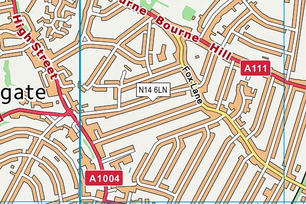 N14 6LN map - OS VectorMap District (Ordnance Survey)