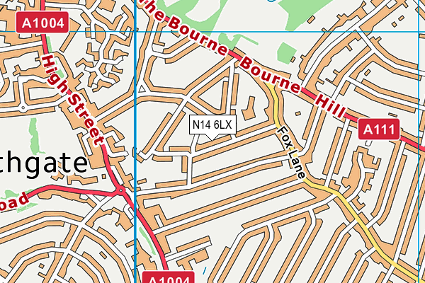 N14 6LX map - OS VectorMap District (Ordnance Survey)
