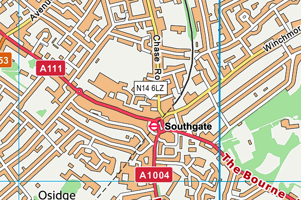 N14 6LZ map - OS VectorMap District (Ordnance Survey) N14 6LZ map - OS VectorMap District (Ordnance Survey)