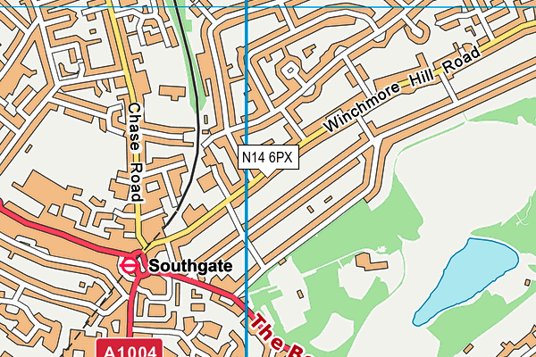 N14 6PX map - OS VectorMap District (Ordnance Survey)