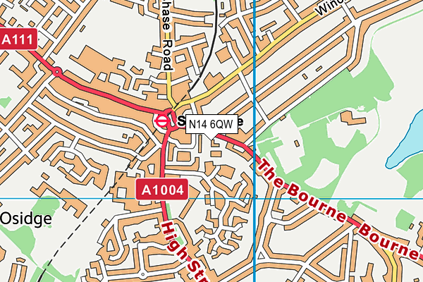 N14 6QW map - OS VectorMap District (Ordnance Survey)