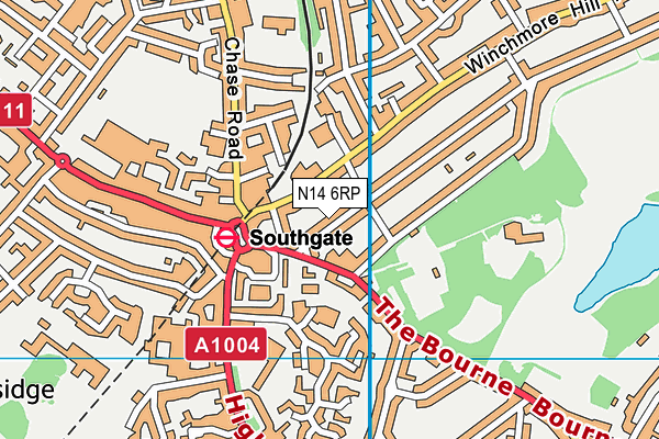 N14 6RP map - OS VectorMap District (Ordnance Survey)