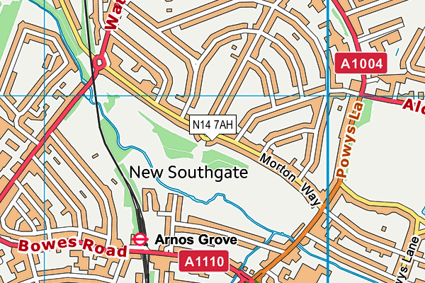 N14 7AH map - OS VectorMap District (Ordnance Survey) N14 7AH map - OS VectorMap District (Ordnance Survey)