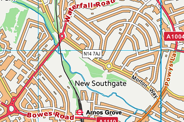 N14 7AJ map - OS VectorMap District (Ordnance Survey) N14 7AJ map - OS VectorMap District (Ordnance Survey)