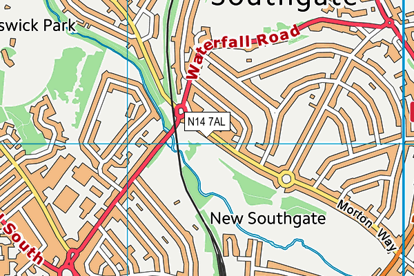 N14 7AL map - OS VectorMap District (Ordnance Survey)