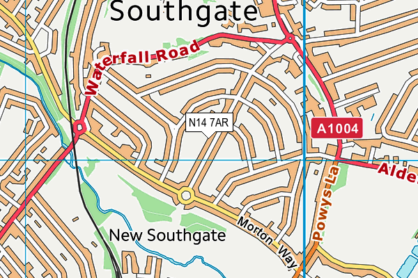 N14 7AR map - OS VectorMap District (Ordnance Survey)