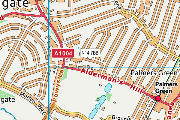 N14 7BB map - OS VectorMap District (Ordnance Survey) N14 7BB map - OS VectorMap District (Ordnance Survey)