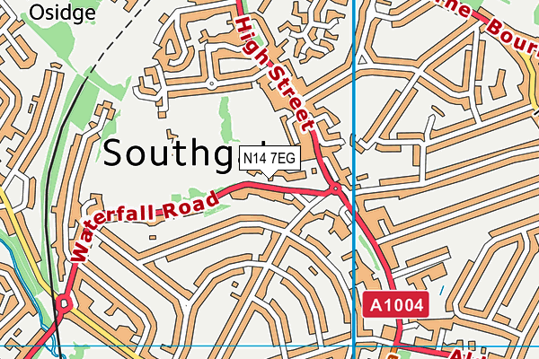 N14 7EG map - OS VectorMap District (Ordnance Survey)