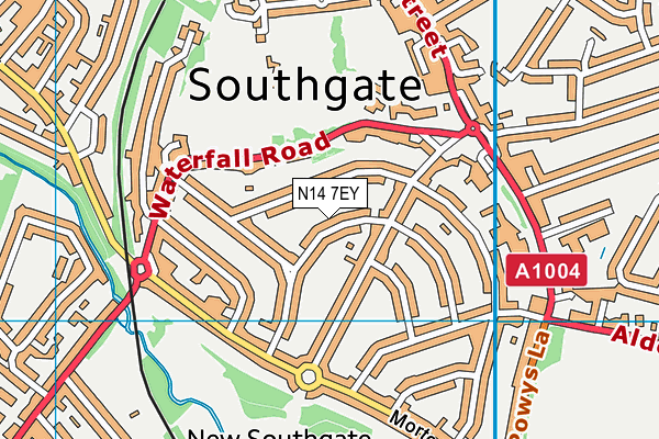 N14 7EY map - OS VectorMap District (Ordnance Survey)