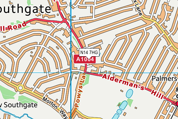 N14 7HG map - OS VectorMap District (Ordnance Survey)