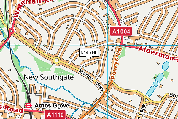 N14 7HL map - OS VectorMap District (Ordnance Survey)