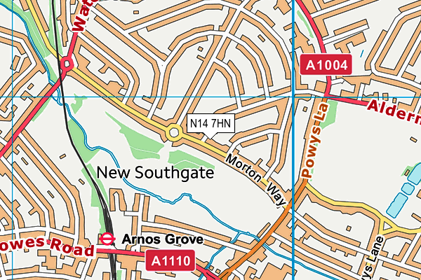 N14 7HN map - OS VectorMap District (Ordnance Survey)